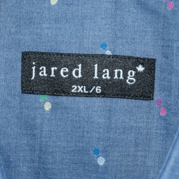 Jared Lang Button up Shirt Blue with color specs Cotton Size 2XL - Picture 6 of 7